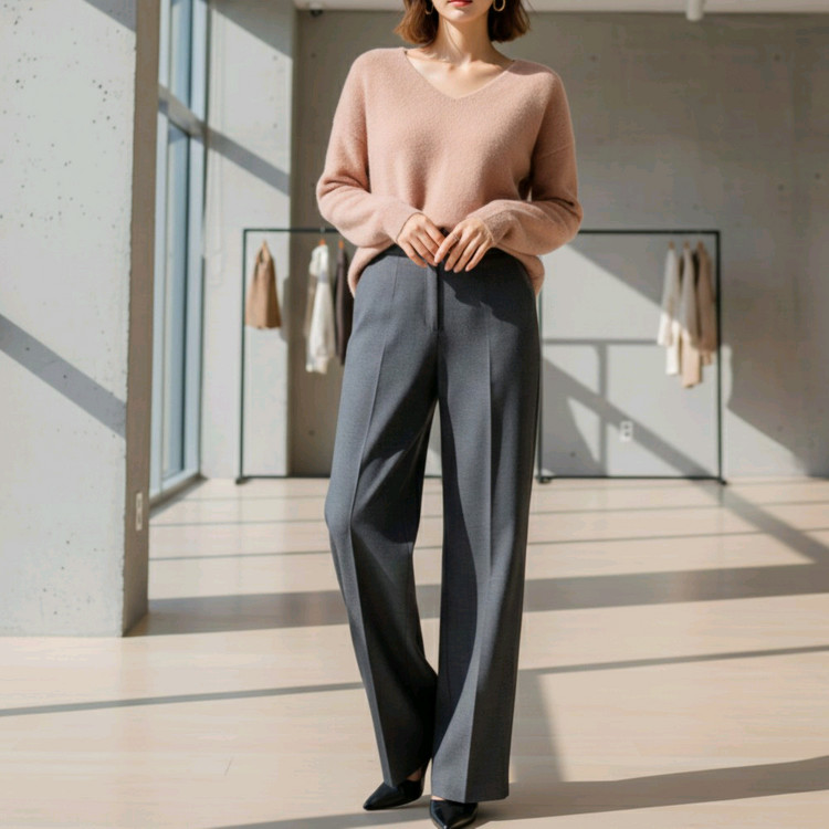 하이웨이스트 클래식 와이드 롱 슬랙스 (스판,기모,오피스룩)ㅡ무배 이미지