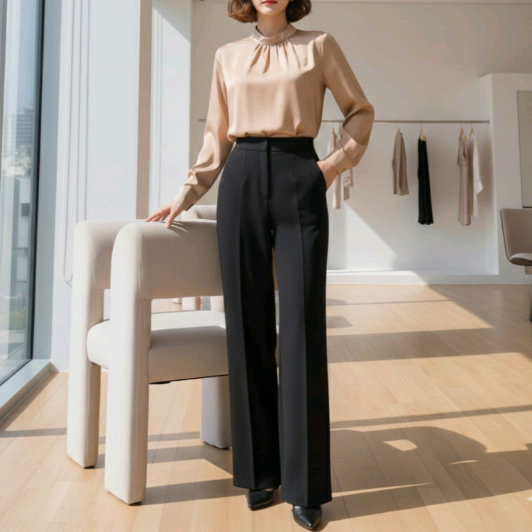 하이웨이스트 클래식 와이드 롱 슬랙스 (스판,기모,오피스룩)ㅡ무배 이미지