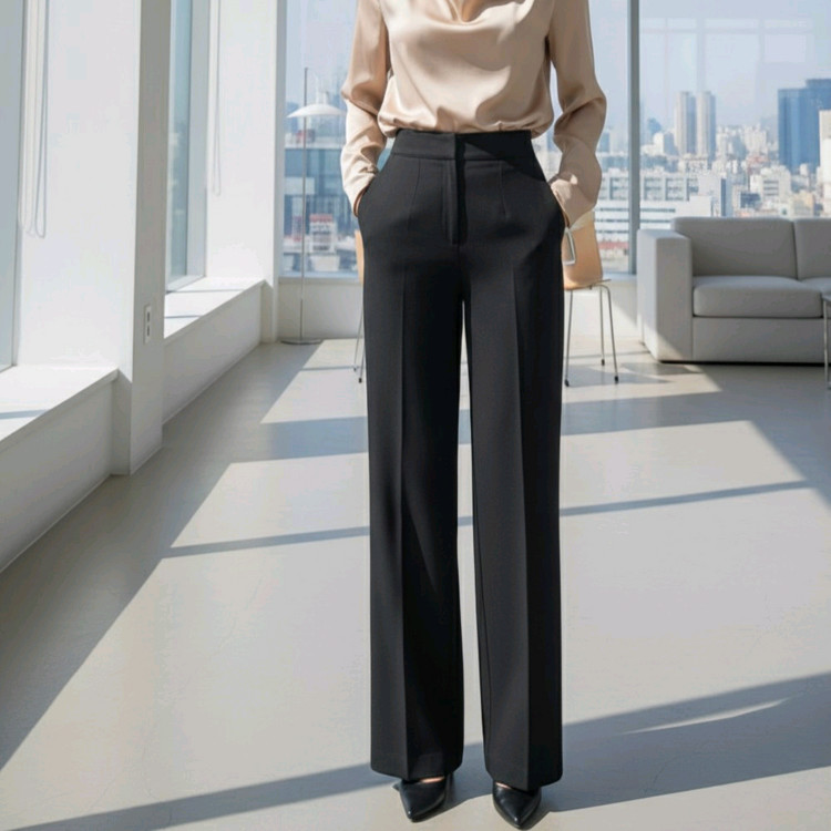 하이웨이스트 클래식 와이드 롱 슬랙스 (스판,기모,오피스룩)ㅡ무배 이미지