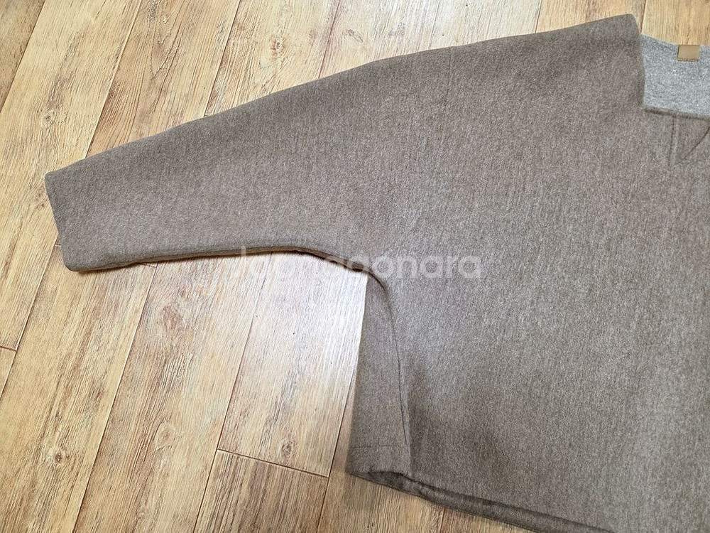 시스템(SYSTEM) V넥 울 블렌드 오버사이즈 탑 프리사이즈--5