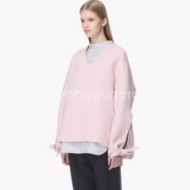 시스템(SYSTEM) V넥 울 블렌드 오버사이즈 탑 프리사이즈--7