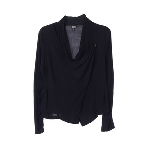 DKNY 디케이앤와이 블랙 드레이프 랩 긴팔 셔츠 블라우스