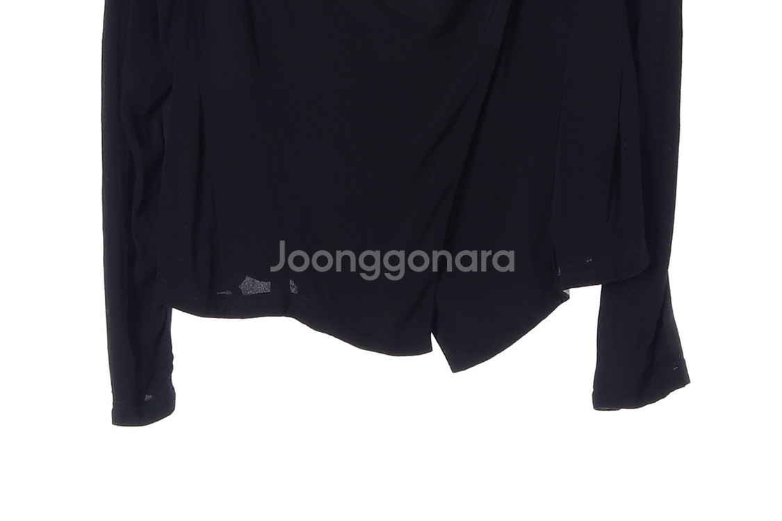 DKNY 디케이앤와이 블랙 드레이프 랩 긴팔 셔츠 블라우스--4