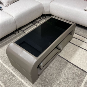 (경기 북부) 에몬스 프리미엄 가죽 상판 유리 협탁 테이블 A급 판매 이미지