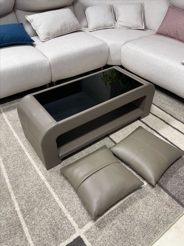 (경기 북부) 에몬스 프리미엄 가죽 상판 유리 협탁 테이블 A급 판매 이미지