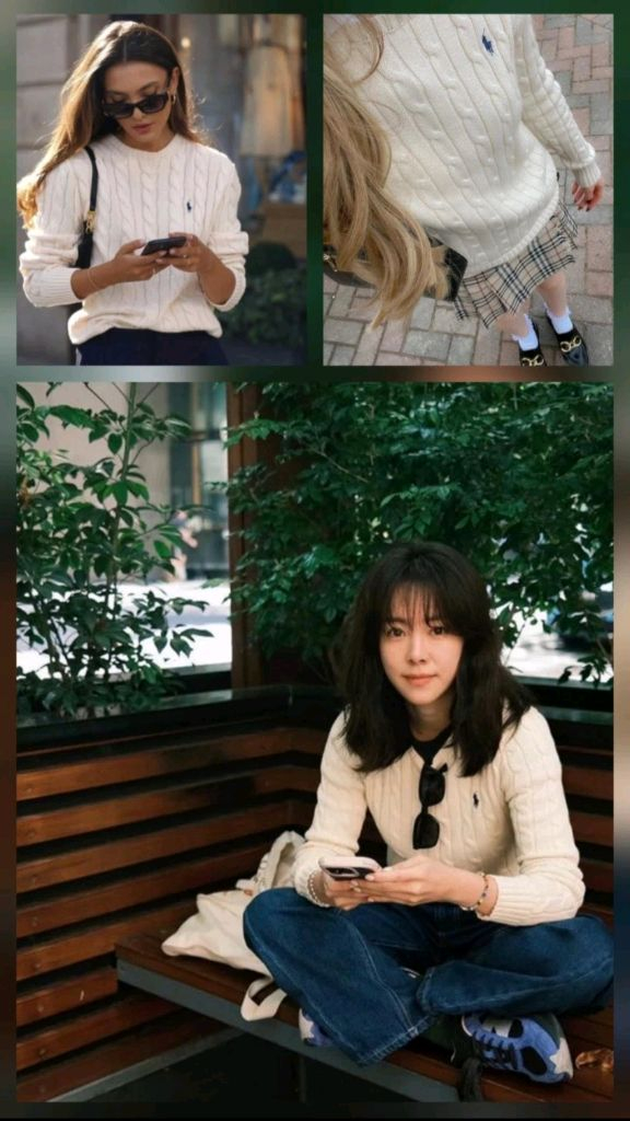 (폴로 랄프로렌 우먼 케이블 니트) / 여성 코튼 크루넥 스웨터 / qr코드 있음--0