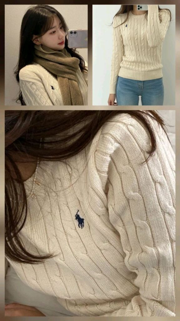 (폴로 랄프로렌 우먼 케이블 니트) / 여성 코튼 크루넥 스웨터 / qr코드 있음--1