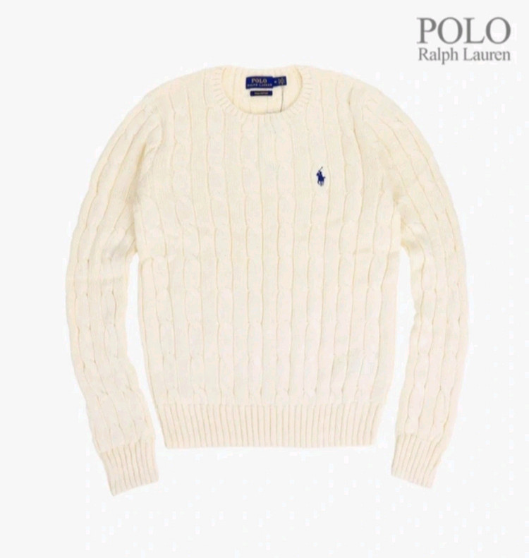 (폴로 랄프로렌 우먼 케이블 니트) / 여성 코튼 크루넥 스웨터 / qr코드 있음--2