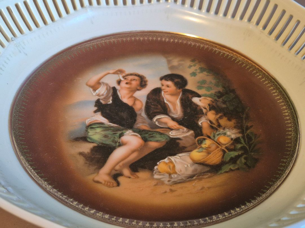 독일엔틱 슈만 바바리아 투각 바스켓 접시 이미지