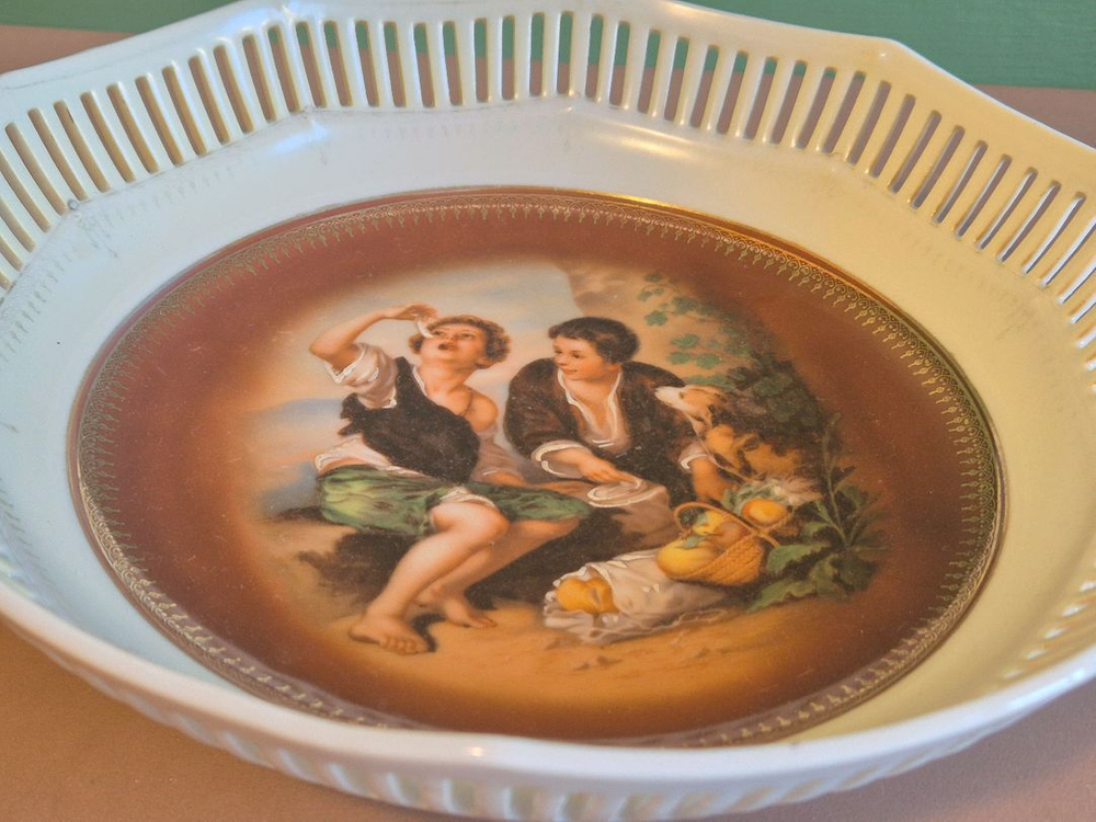 독일엔틱 슈만 바바리아 투각 바스켓 접시 이미지