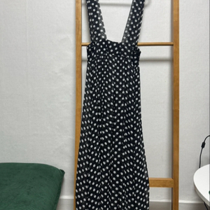 도트 뷔스티에 레이어드 롱 원피스 멜빵 쉬폰 롱스커트