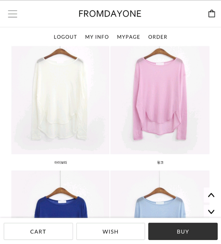 프롬데이원 핑크 분홍 여리 트임 시스루 티셔츠 핑크색 분홍색 이미지