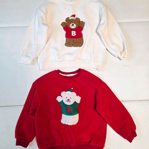 새것 베베쥬 키즈 플리스 맨투맨 140 레드, 아이보리