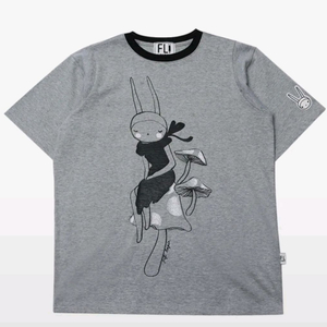 여성 티셔츠 피피라핀 피피 동화 반팔 티셔츠 그레이 이미지