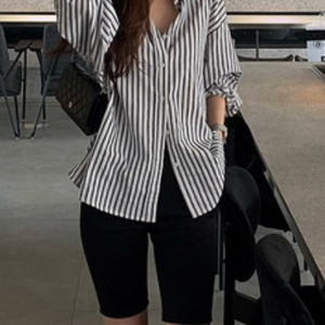 (F) 스트라이프 오버핏 셔츠