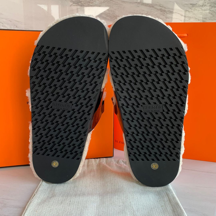 에르메스 시프레 양털 슬리퍼 에르메스슬리퍼--3