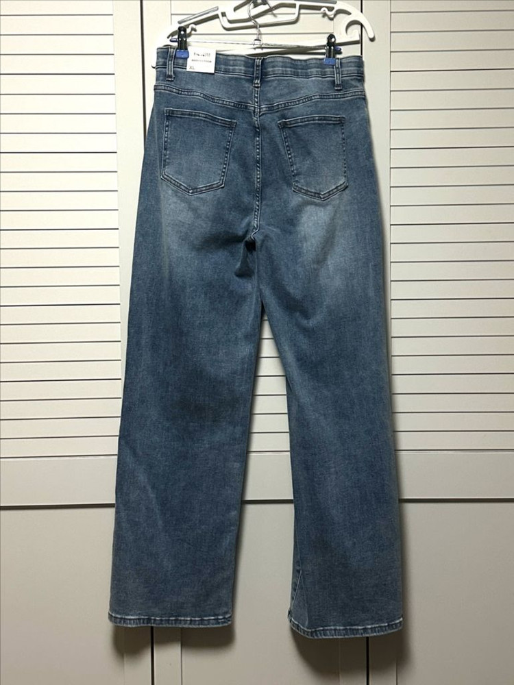 #새상품 : 워싱 스판 청바지 와이드데님 허리밴딩 라이트블루 XL--1