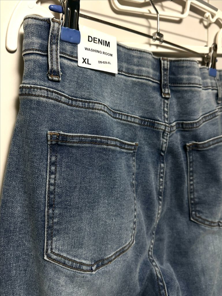 #새상품 : 워싱 스판 청바지 와이드데님 허리밴딩 라이트블루 XL--6