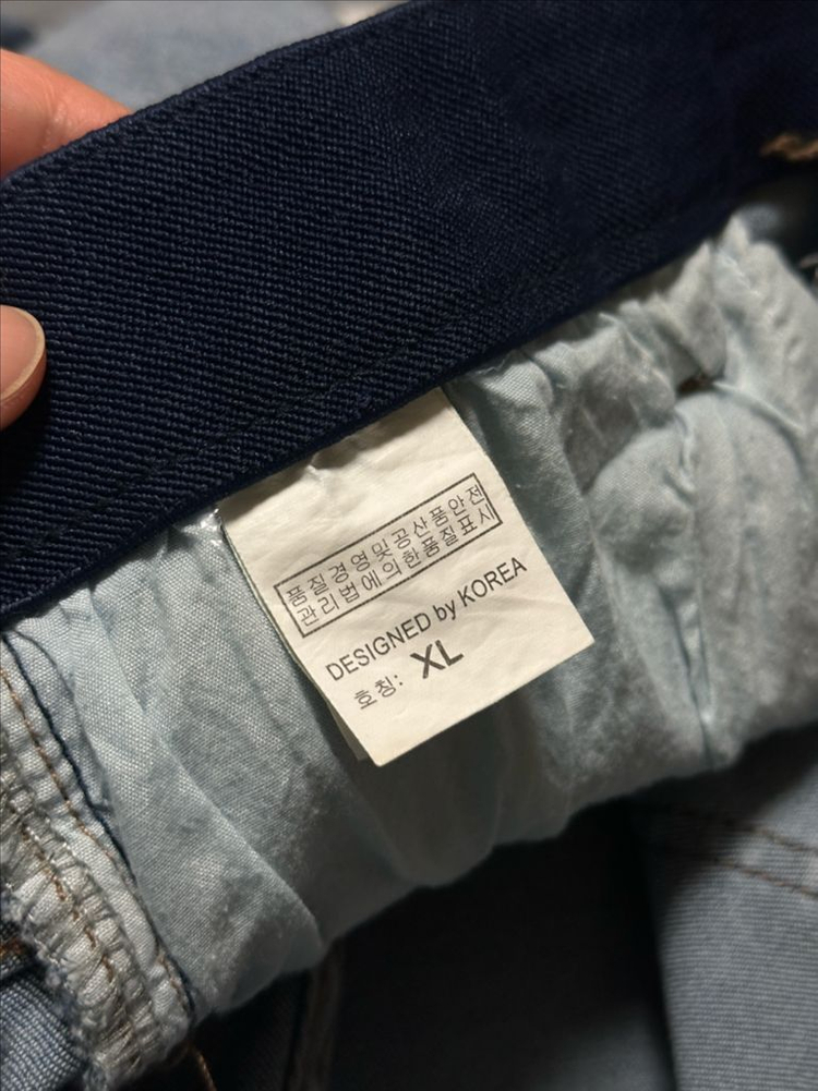 #새상품 : 워싱 스판 청바지 와이드데님 허리밴딩 라이트블루 XL--7