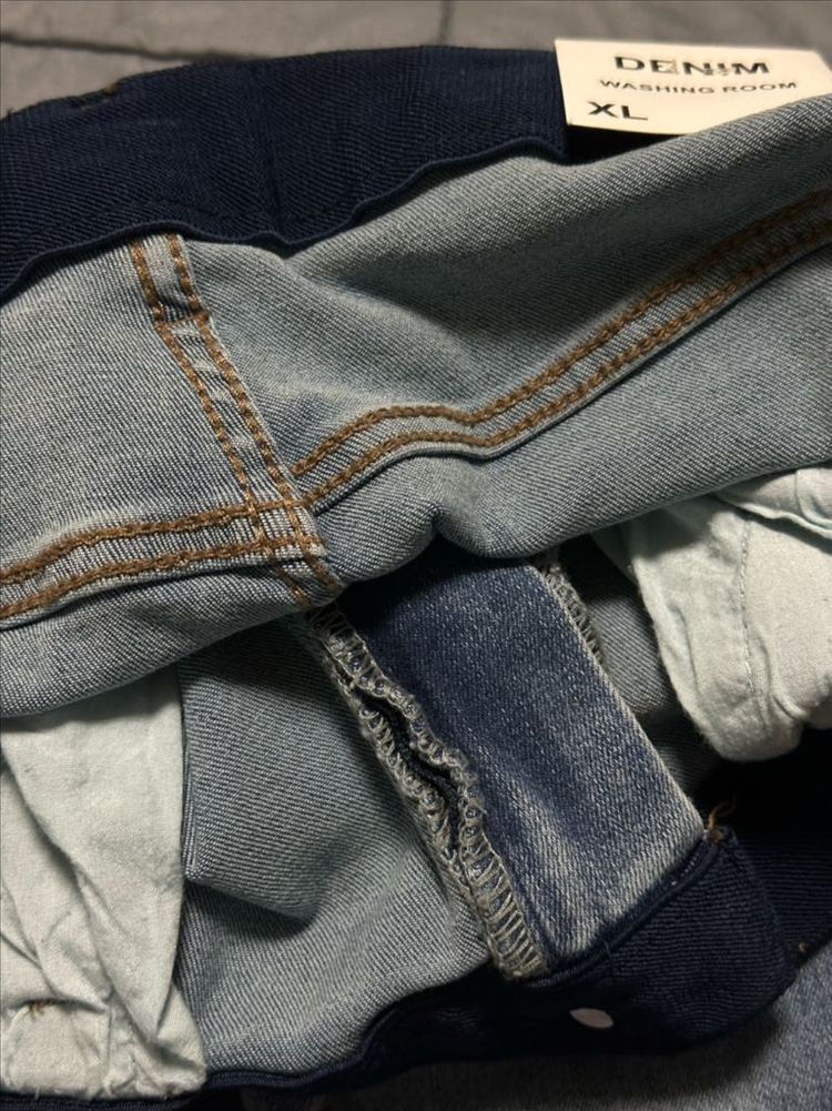 #새상품 : 워싱 스판 청바지 와이드데님 허리밴딩 라이트블루 XL--9