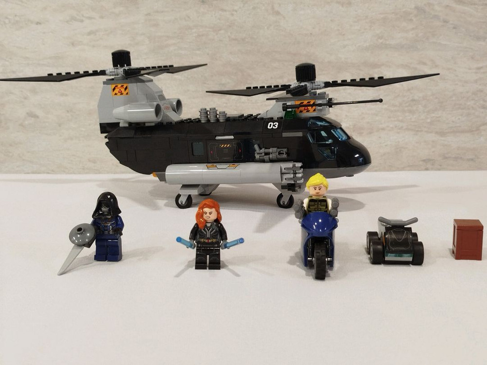 레고 마블 블랙 위도우 헬리콥터 추격전--2