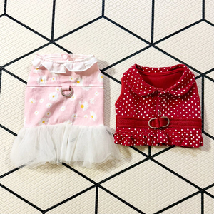 강아지 하네스 2개 / 레이스 원피스 땡땡이 조끼 이미지