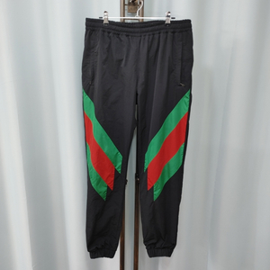 19FW 구찌 블랙 삼선 웹 인타르시아 조깅 팬츠 M