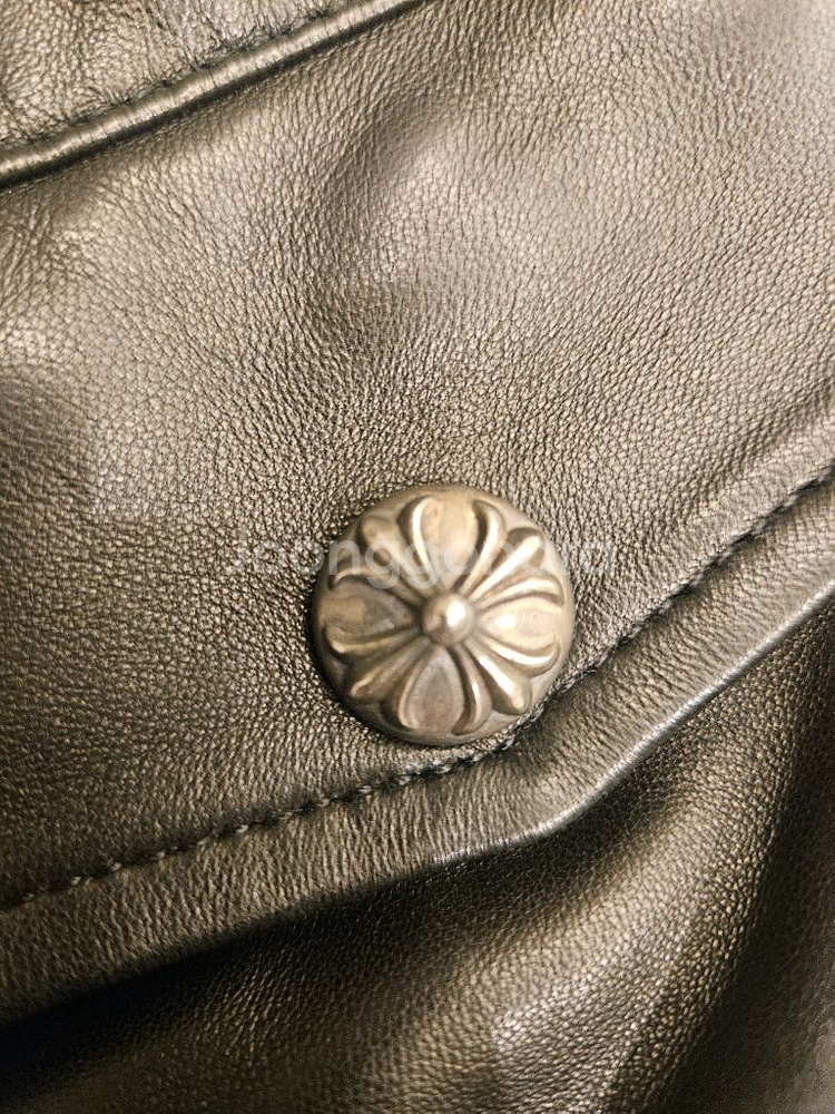 크롬하츠 925실버 가죽 래더 MA-1 자켓--1