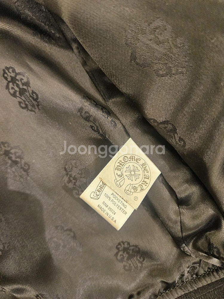 크롬하츠 925실버 가죽 래더 MA-1 자켓--3