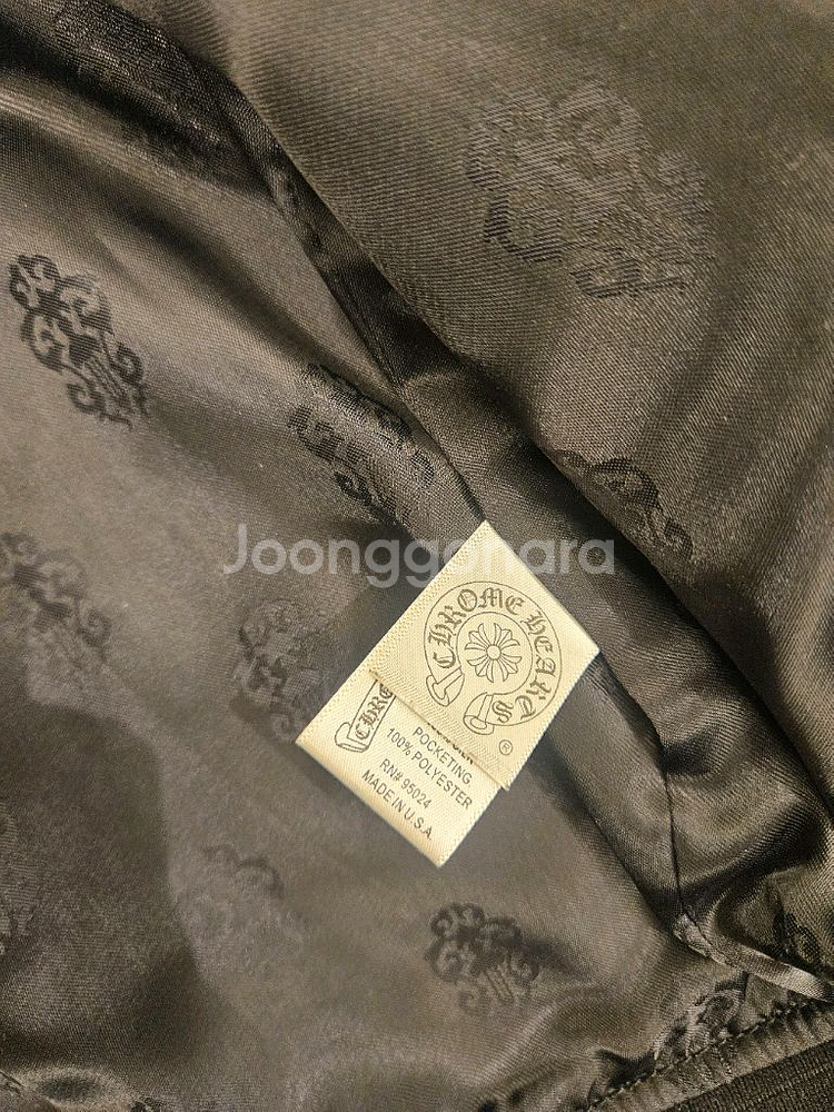 크롬하츠 925실버 가죽 래더 MA-1 자켓--4