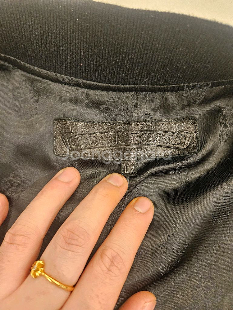 크롬하츠 925실버 가죽 래더 MA-1 자켓--6