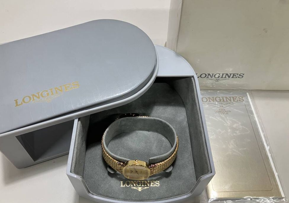 론진 금장 쿼츠 시계--1