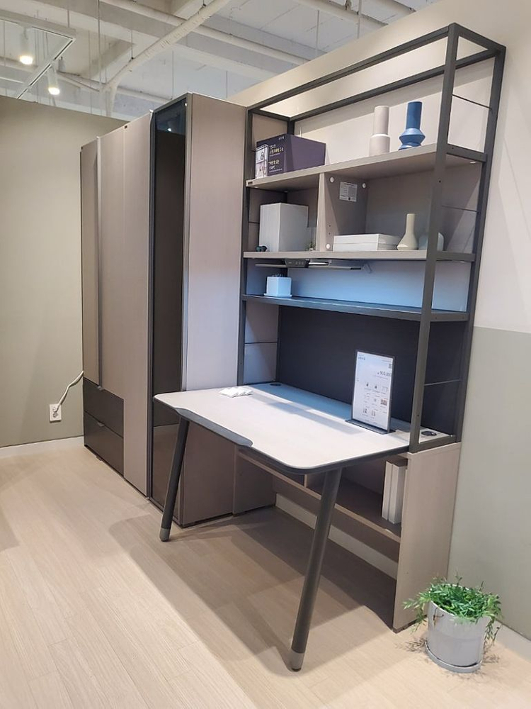 반값 이상 할인-리바트 뉴리브로 책장 1400 컴팩트 전면형 책상세트(다크그레이 다릿발) 이미지