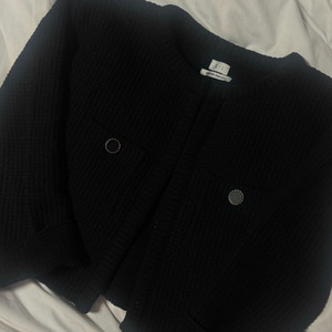 시에 sie 로인 니트 크롭 재킷 - 블랙