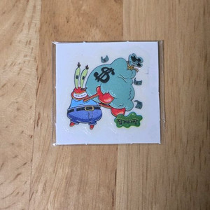 고전문구 스폰지밥 야광 씰 스티커 띠부씰 집게사장 이미지