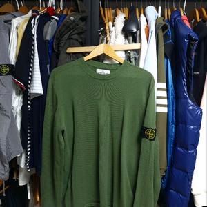 스톤아일랜드 와펜패치 올리브색 코튼 니트 XL