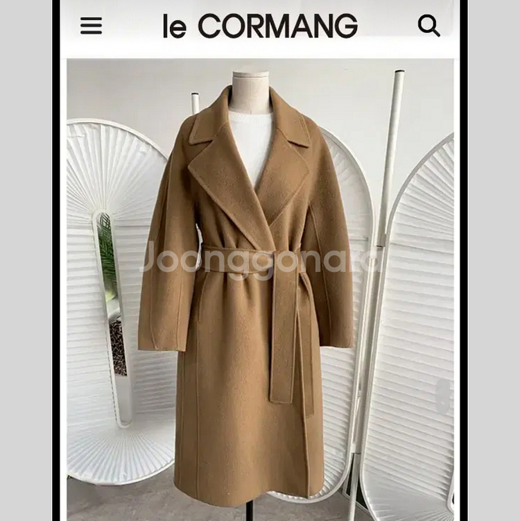 르꼬르망(le cormang) 핸드메이드 벨티드 울코트 프리사이즈 새상품--2