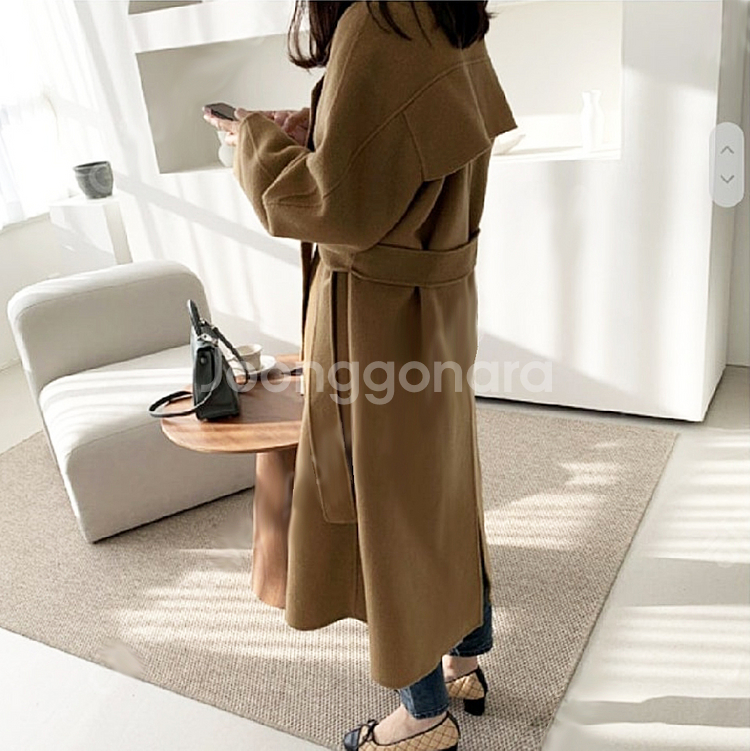 르꼬르망(le cormang) 핸드메이드 벨티드 울코트 프리사이즈 새상품--1