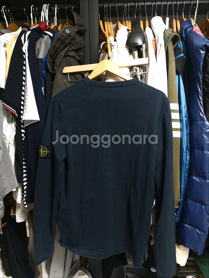 스톤아일랜드 와펜패치 찐네이비 코튼 니트 XL--1