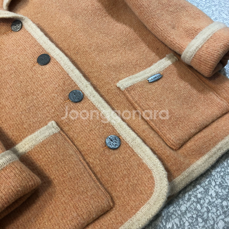 기스바인 감귤 울 카라 가디건 울 자켓 코트 퓨어뉴울--1