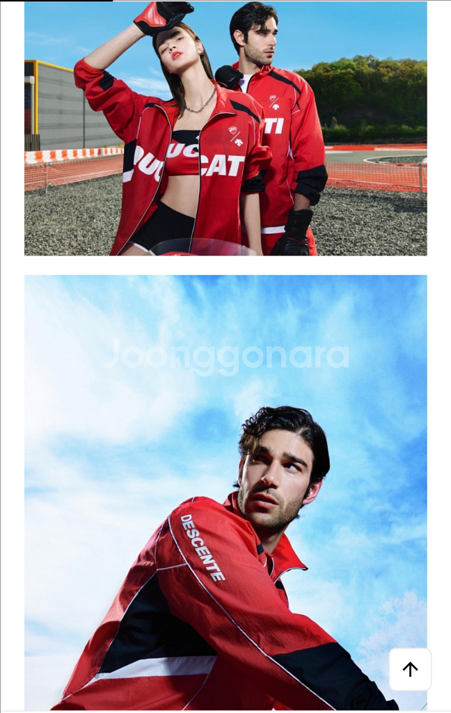 데상트X두카티 23년 협업 경량 바람막이 두카티 100 레드 빨강--3