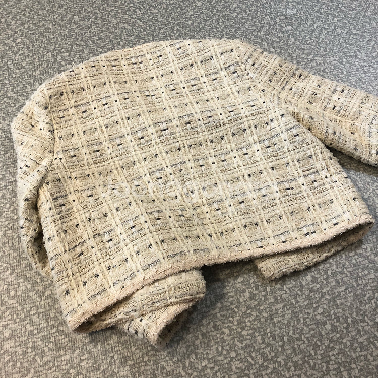 브론즈 울 트위드 노카라 자켓 라운드 출근룩 올드머니룩 BRONZE--9