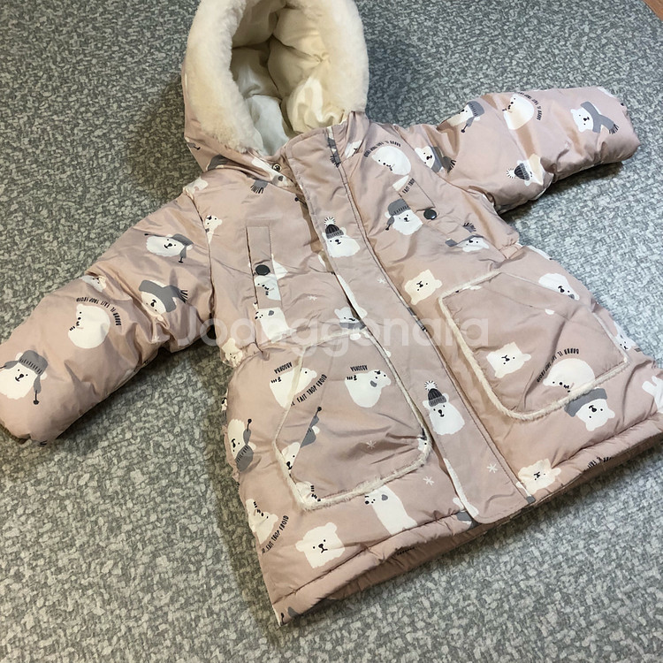 압소바 북극곰 핑크 패딩 24m 100 여아 아기--1