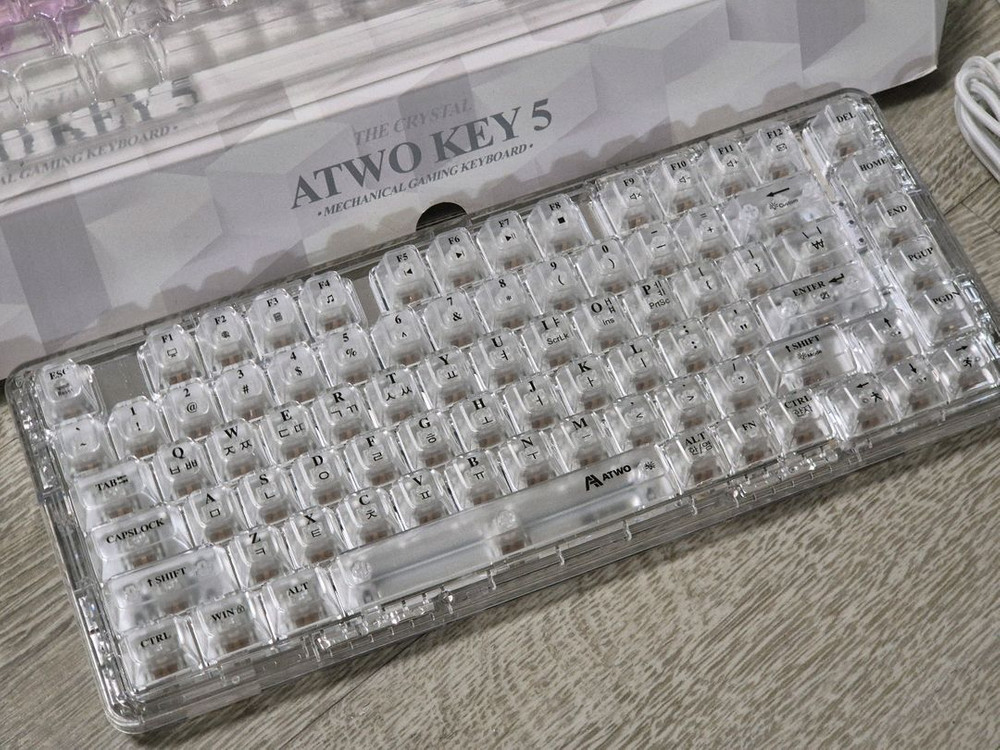 atwo key5 투명 유선 키보드 백축--1