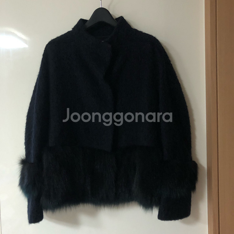 SJSJ 한섬 폭스퍼 알파카 울 모헤어 숏 코트 올드머니룩 모피--2