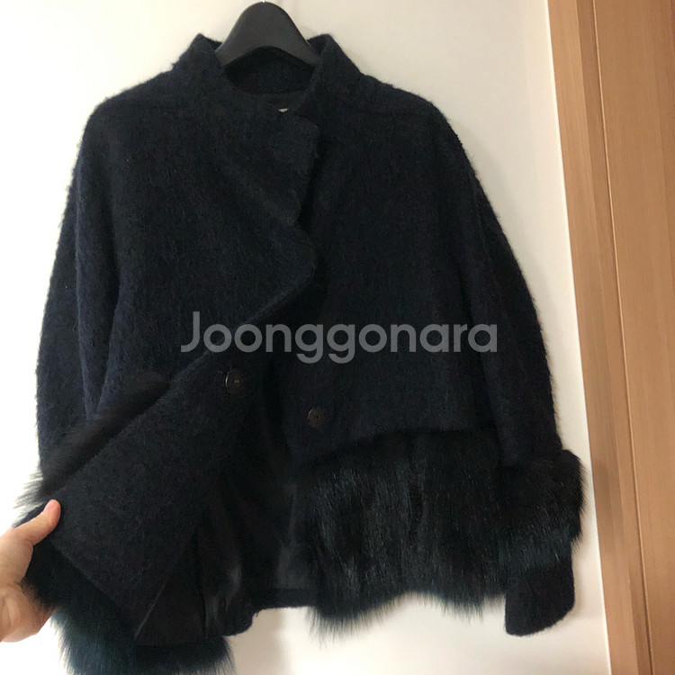 SJSJ 한섬 폭스퍼 알파카 울 모헤어 숏 코트 올드머니룩 모피--8