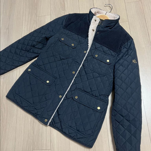 폴로 로렌 랄프로렌 코듀로이 배색 덤블카라 퀼팅 자켓 점퍼 누빔 네이비 이미지