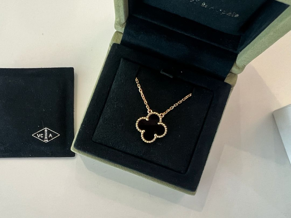 반클리프 앤 아펠 빈티지 알함브라 오닉스 목걸이 새상품--2