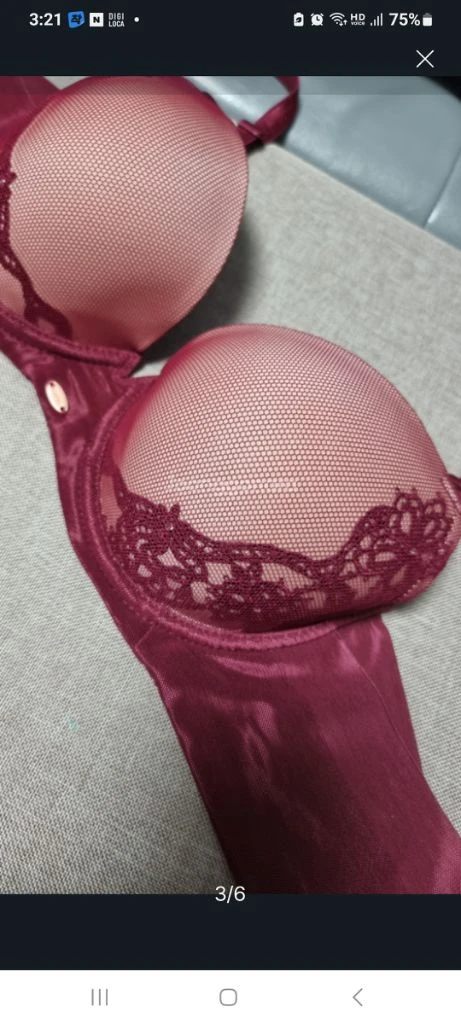 샤빌 와인 플라워 큐빅 브래지어 80B~80C 이미지
