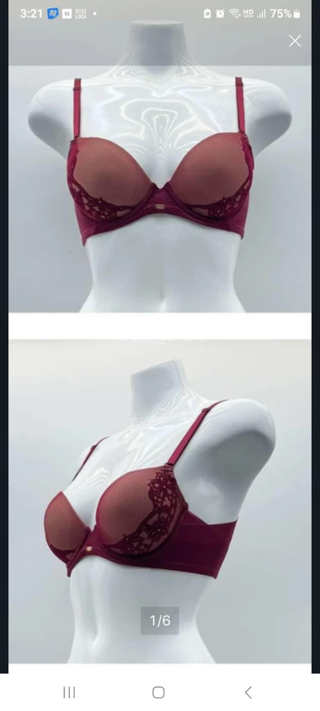 샤빌 와인 플라워 큐빅 브래지어 80B~80C 이미지